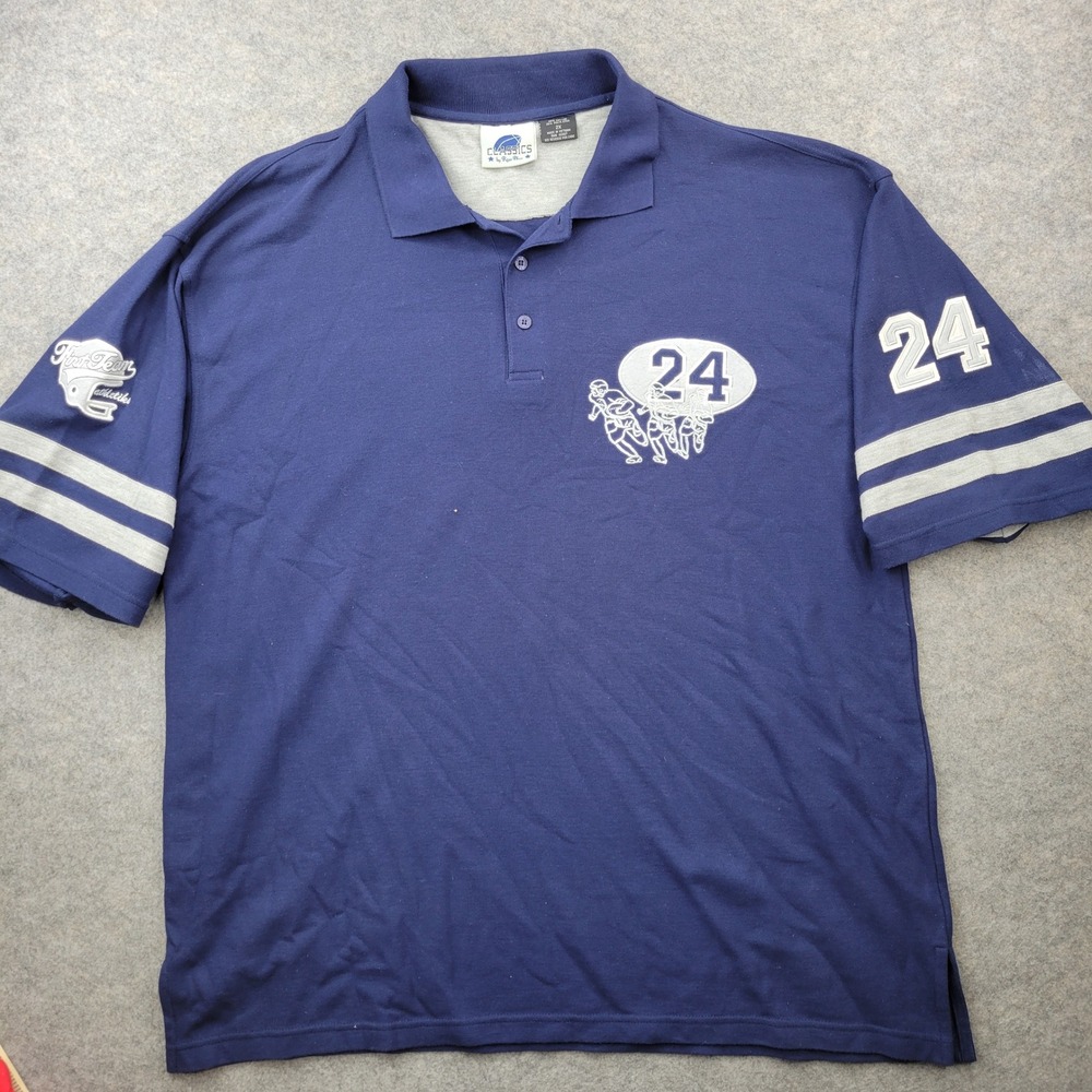 Vintage Raw Blue Mens 2X Polo Shirt Navy Blue Football Embroidered Classics